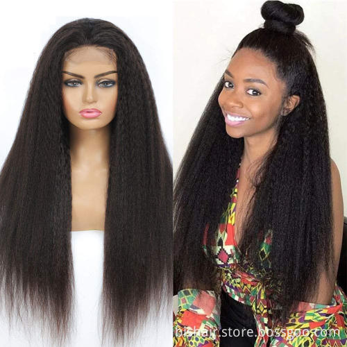 Yaki Kinky Straight Real Human Hair Wig Yaki 4x4 Lace Wig Straight Hair 150% Density Real Human Hair Lace Wig Shipped same day